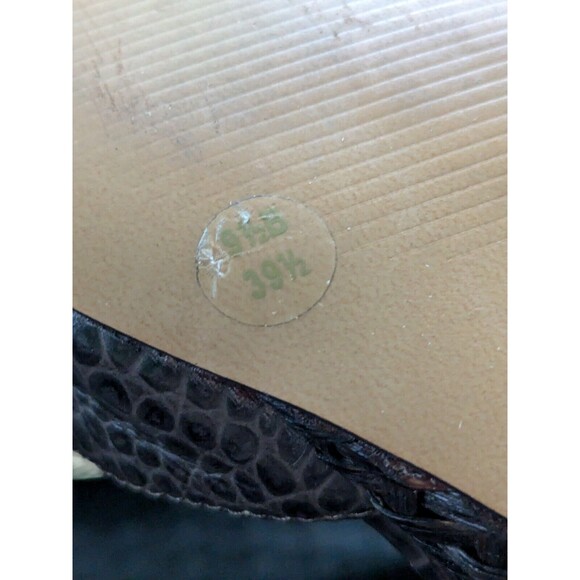 BCBG Paris Shoe Women's Sz 9.5/39.5 Brown Crocodile Pattern Wood Woven Wedge - Picture 11 of 12